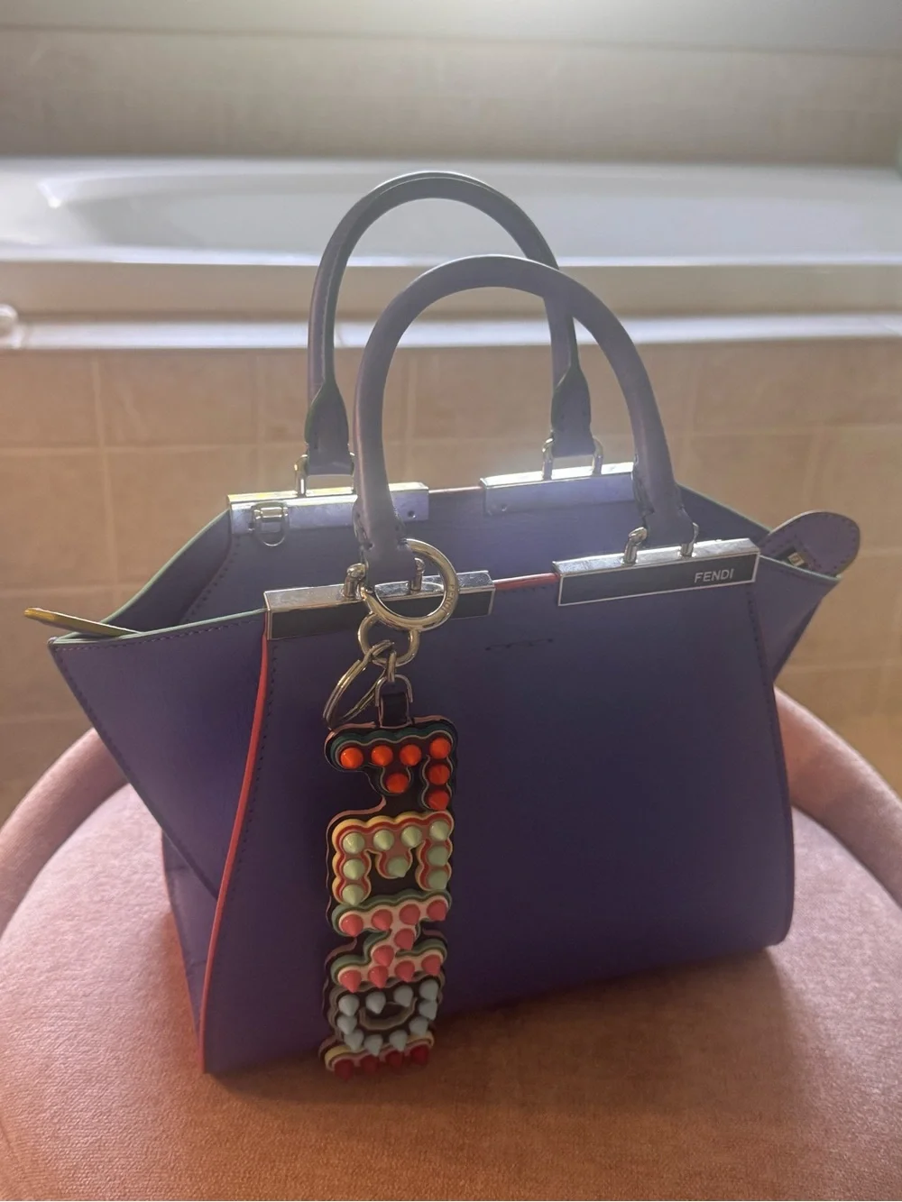Fendi Purple Mini Satchel with Colorful Charm